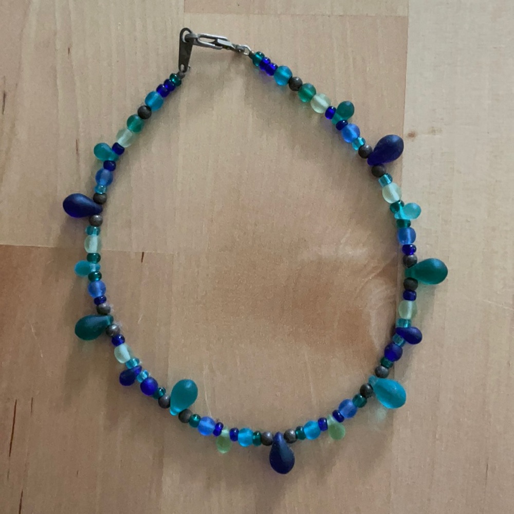 Glass bead ankle bracelet